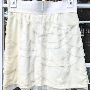 Poof Couture Waterfall Scallop Tier Mini Pencil Skirt Small Cream/White Mermaid